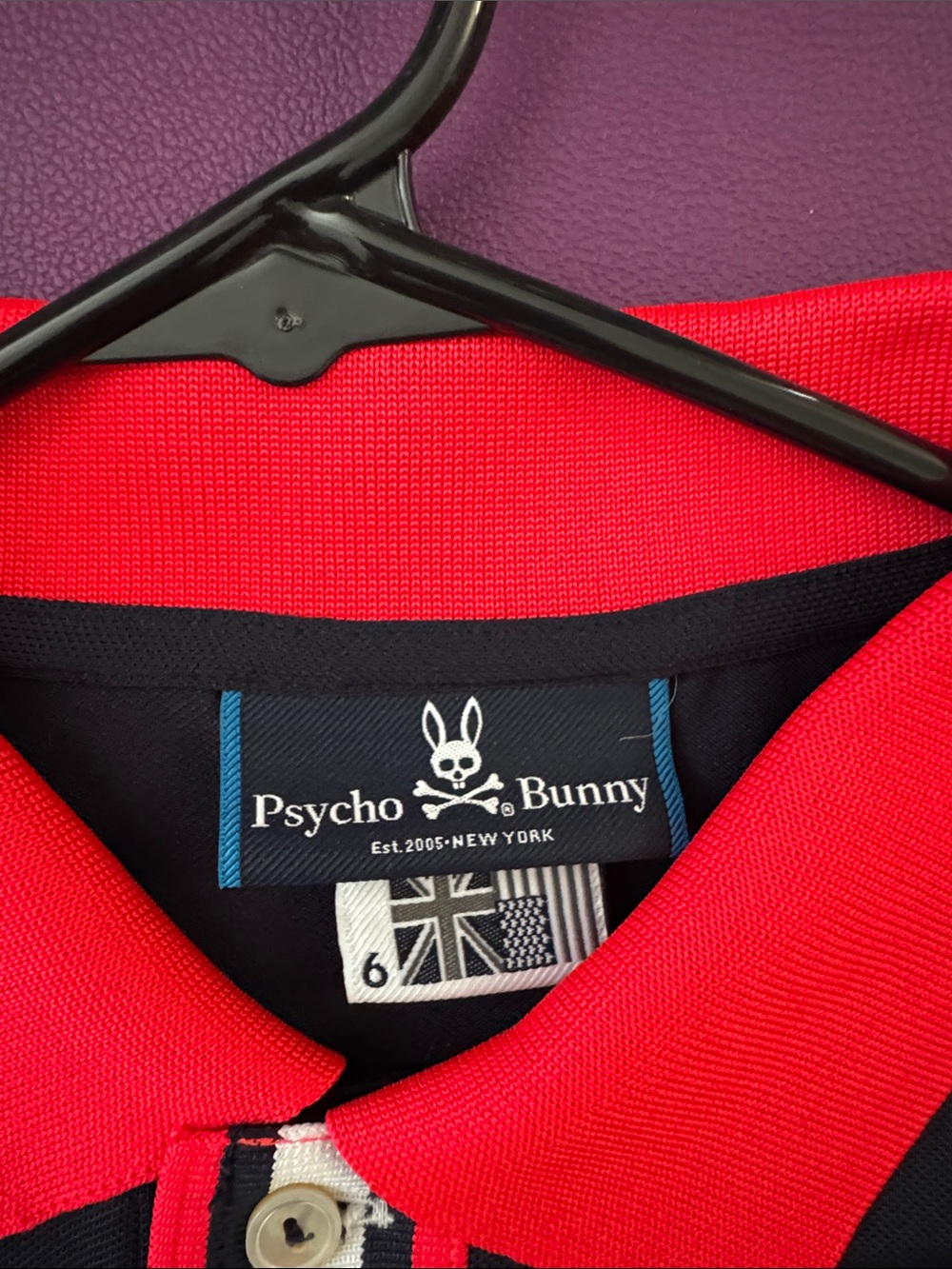 Psycho Bunny Navy Polo with Red Collar and Trim Accents - Picture 2 of 6